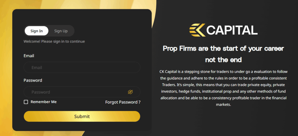 How To Login Ck Capital Prop Firm