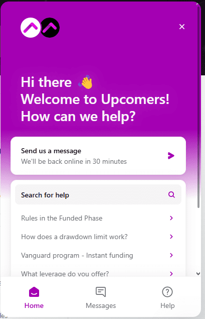 Upcomers Customer Support