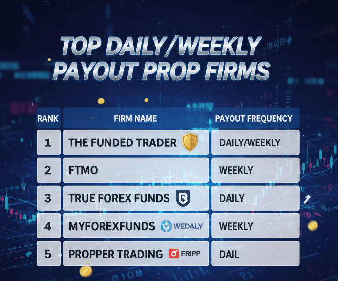 Top 10 Daily/Weekly Payout Prop Firms for Traders in 2025